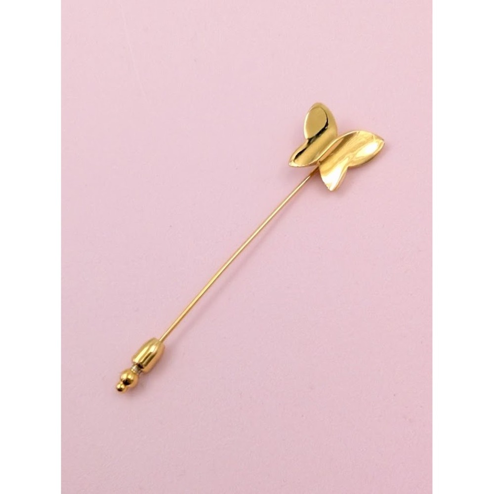 Vintage Crown Trifari Butterfly Stick Pin Gold Tone Dainty Minimalist Spring